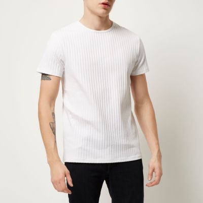 White chunky ribbed short sleeve top